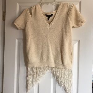 BCBG MAXAZRIA Short sleeve knit like sweater